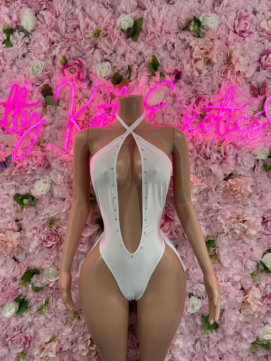 Exotic DancewearOne Piece Bodysuit White