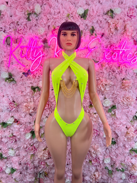 Exotic DancewearOne Piece Yellow Goldchain