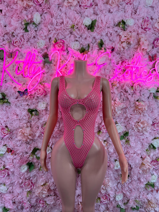 One Piece Fishnet Pink