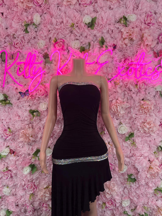 Bridal Black Gown Exotic Dancewear   Elegant and Sexy Evening Dress for Performers, Events, or Special Occasions