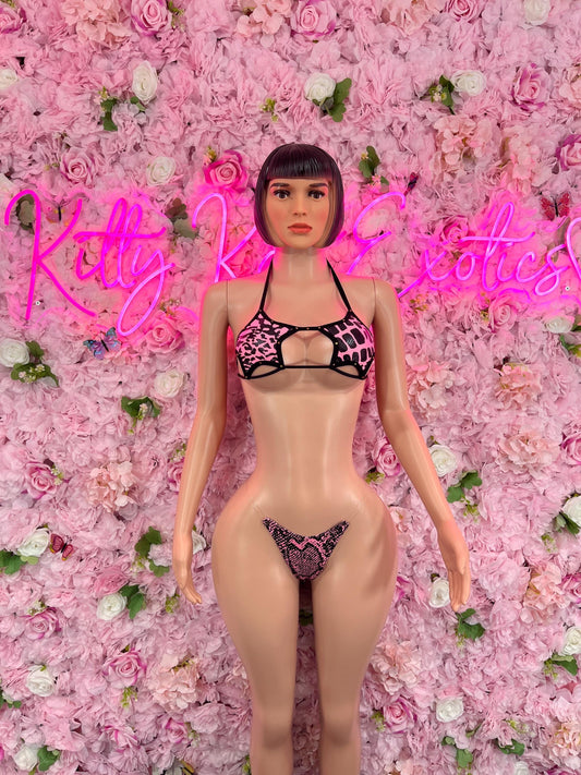 Two Piece Pink Python Dancewear Festival wear