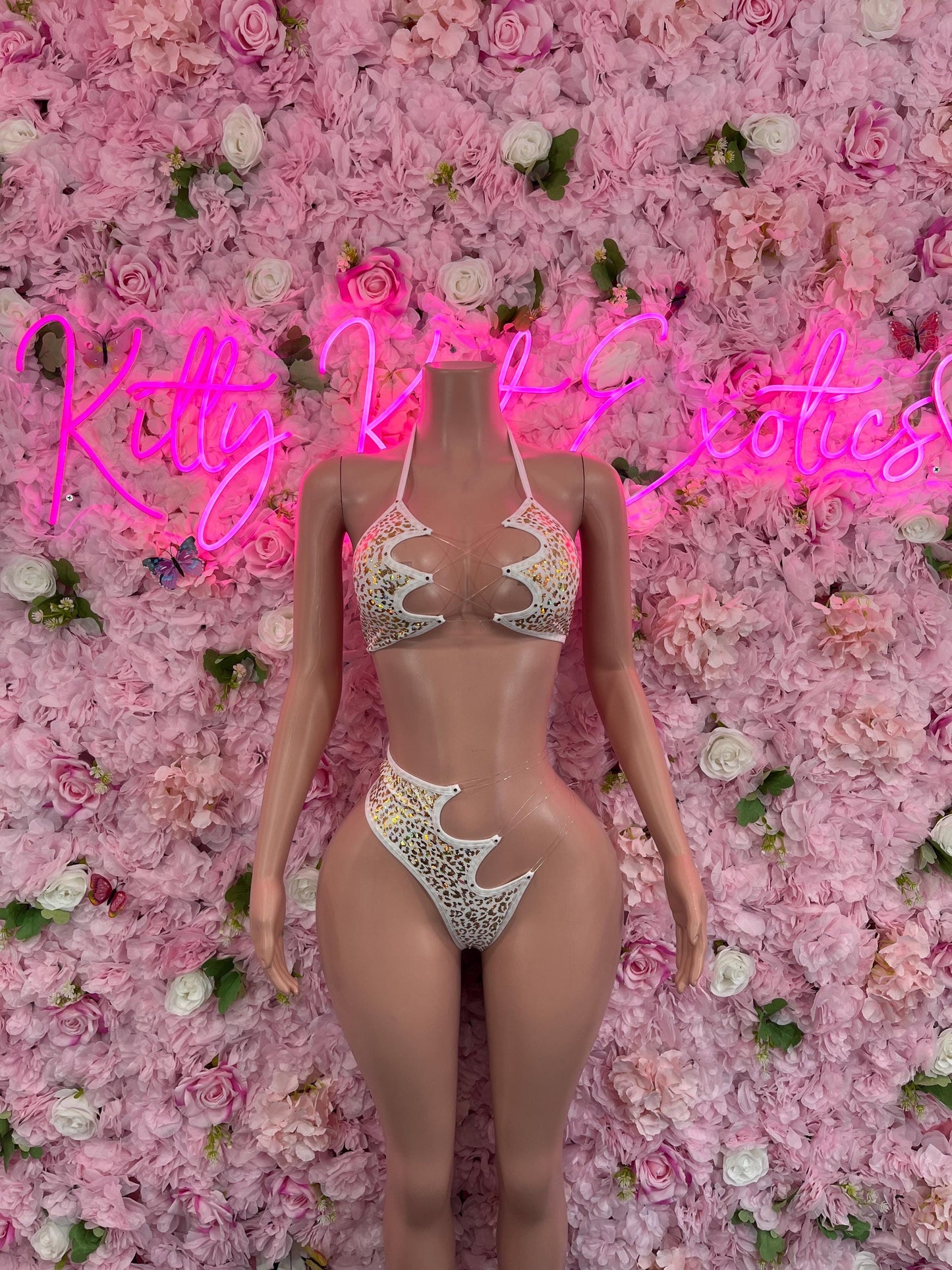 Two Piece Gold Cheetah Dancewear Clubwear