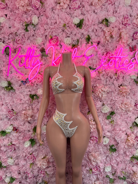 Two Piece Gold Cheetah Dancewear Clubwear