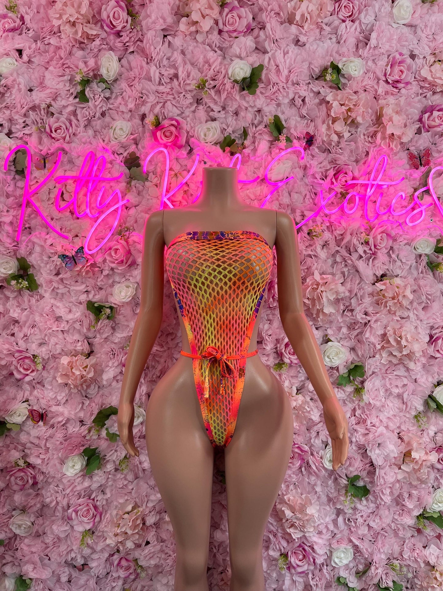 One Piece Fishnet Orange