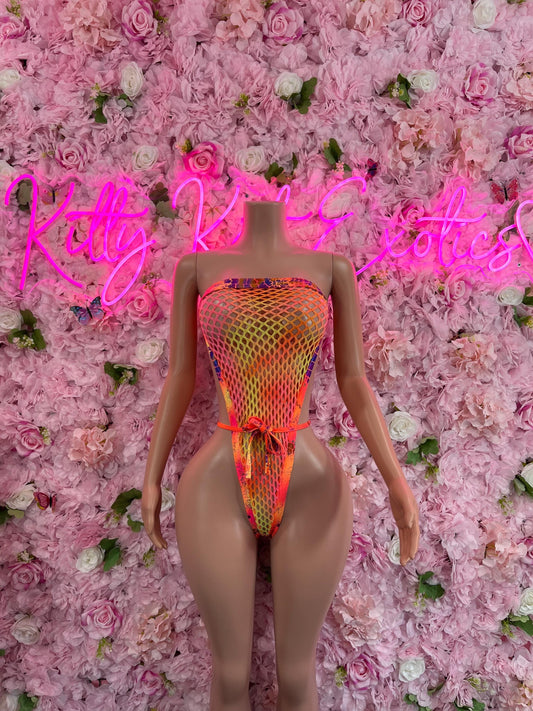 One Piece Fishnet Orange