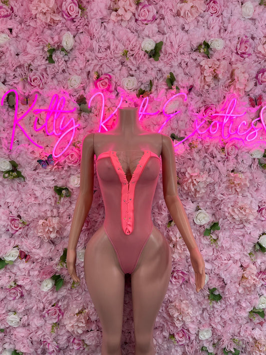 Exotic DancewearOne Piece Fishent Peach