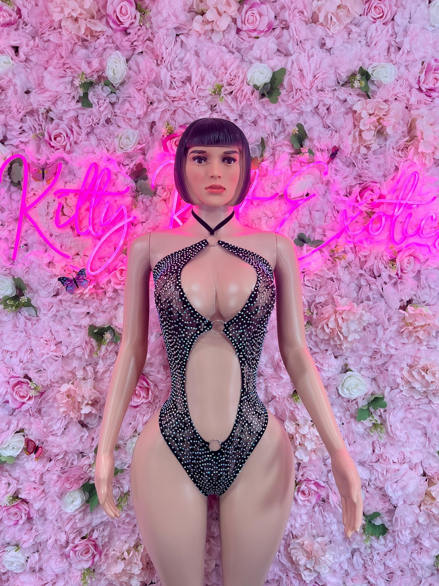 One Piece Fishnet Black Dancewear