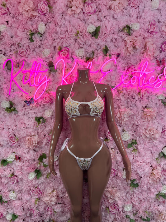 Two-Piece Cheeta Print Bikini  Cute Swimsuit Set for Beach, Bottle girl, or Vacation | Exotic Dancewear Festival wear