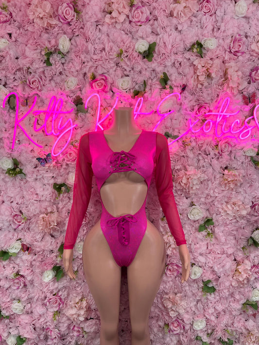 Bottlegirl Pink Bodysuit  Sexy One-Piece Festival Wear, Clubwear, or Performance Outfit | Eye-Catching Party Style