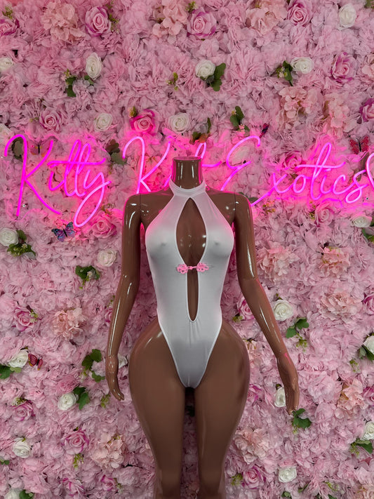 Exotic DancewearOne Piece White Bodysuit
