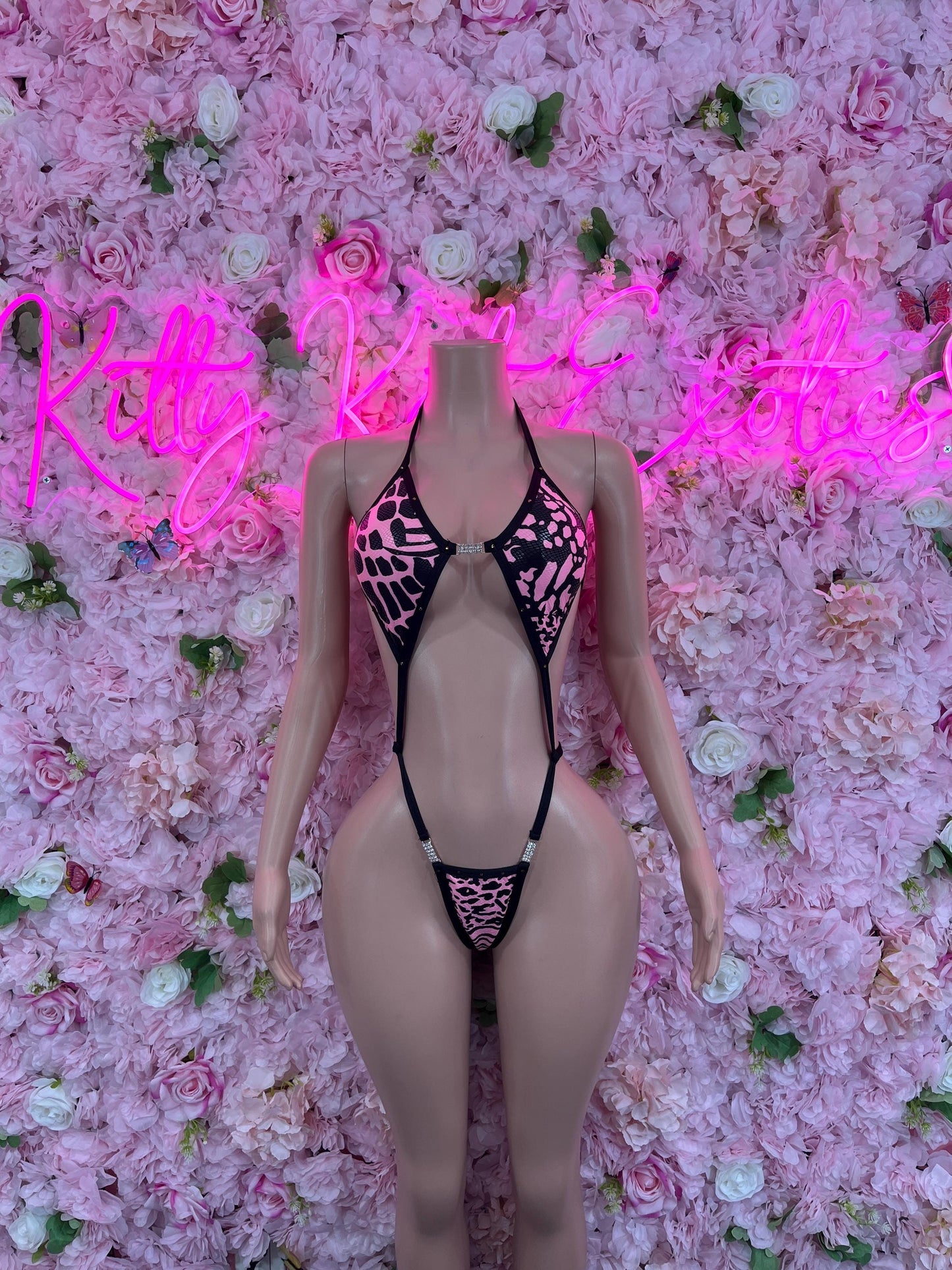Slingshot Snake Print Bodysuit Pink  Sexy Animal Print Outfit for Parties, Clubwear, or Festivals | Trendy and Eye-Catching Fashion