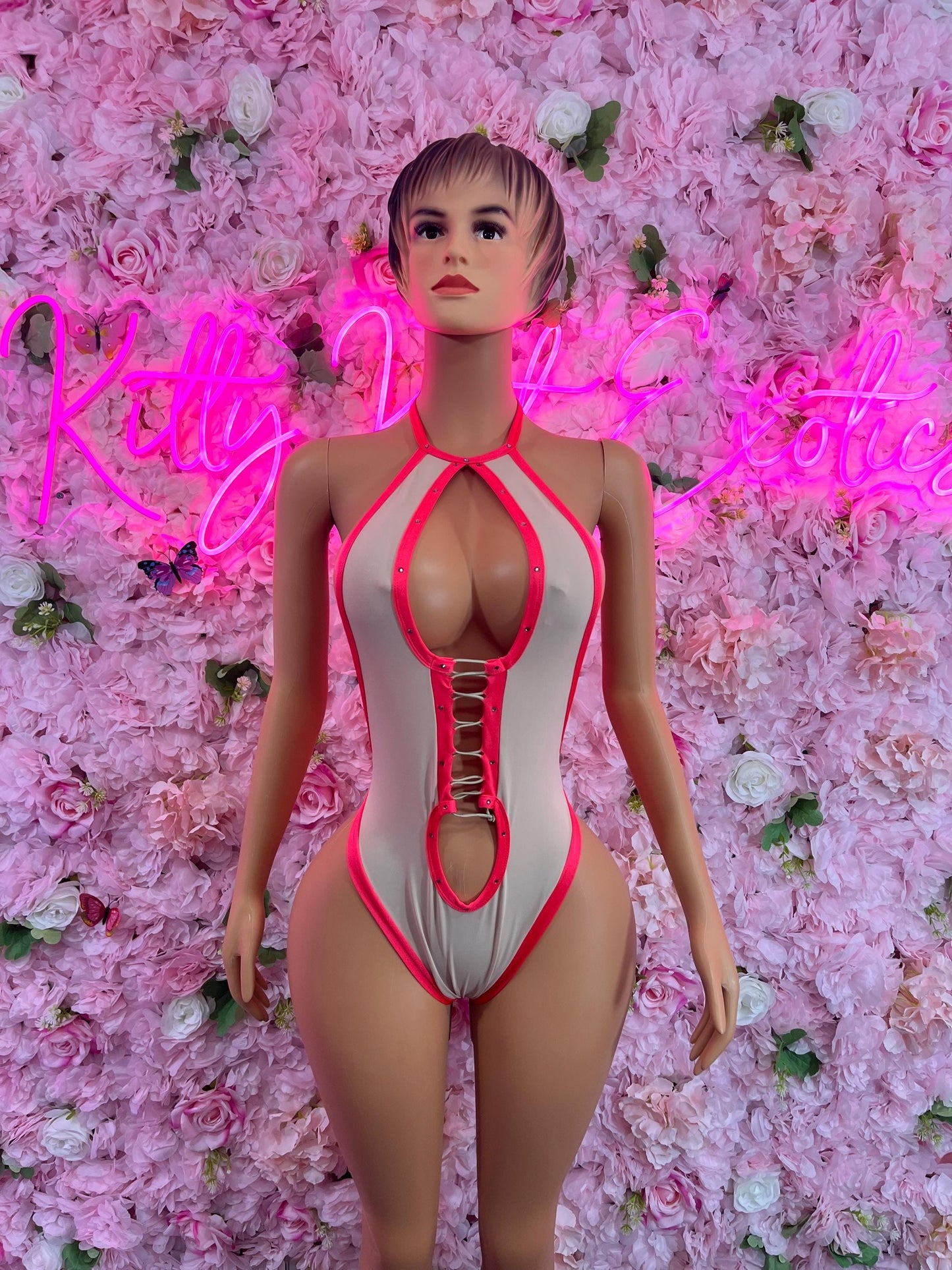 One Piece Bodysuit Pink/Grey Ravewear Festival wear