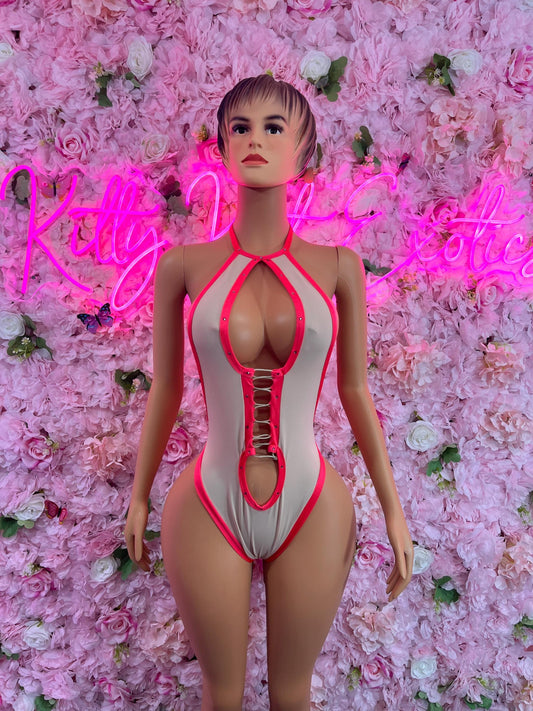 One Piece Bodysuit Pink/Grey Ravewear Festival wear