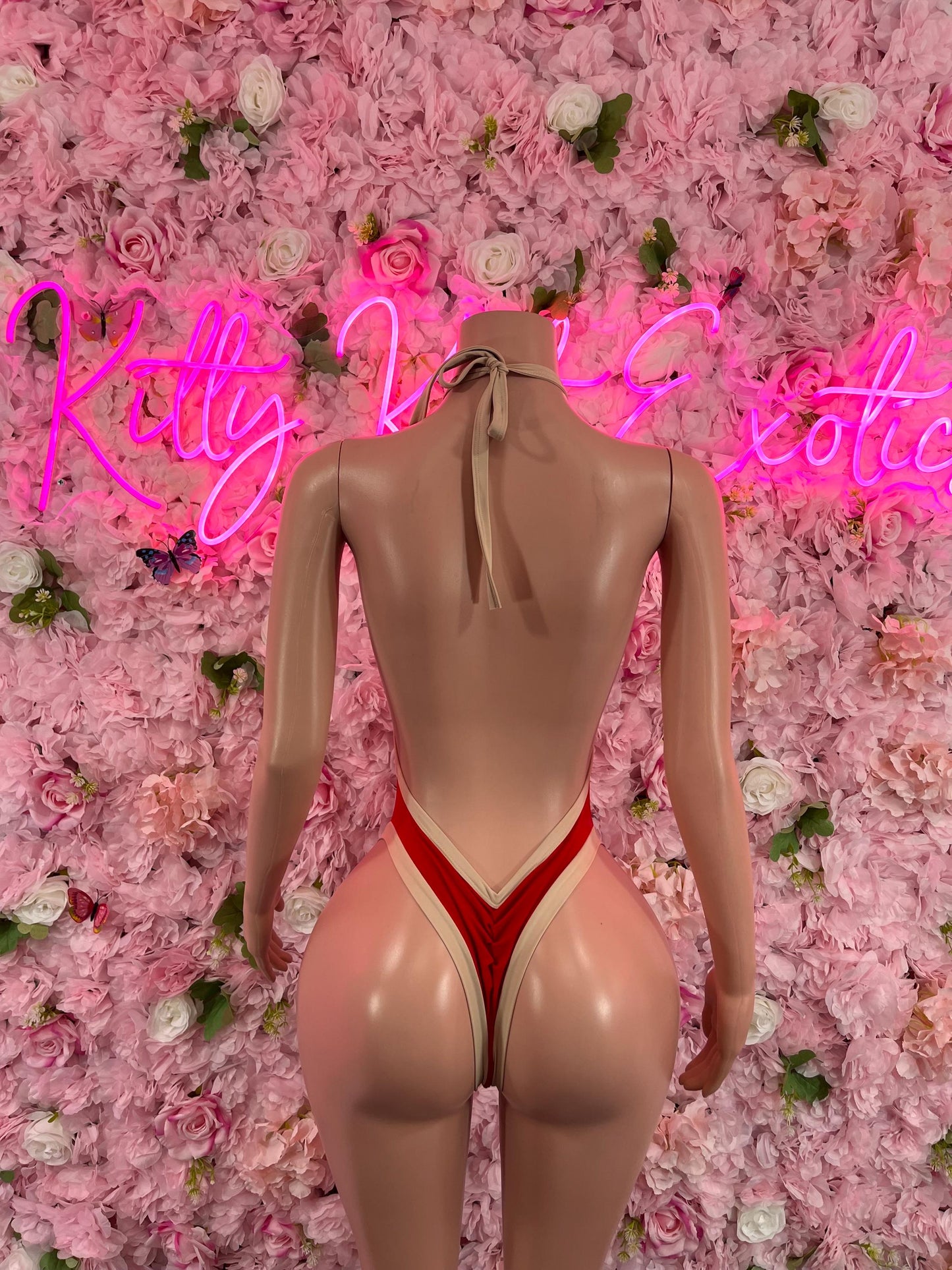 One Piece Bodysuit Red/Nude Ravewear Festival wear