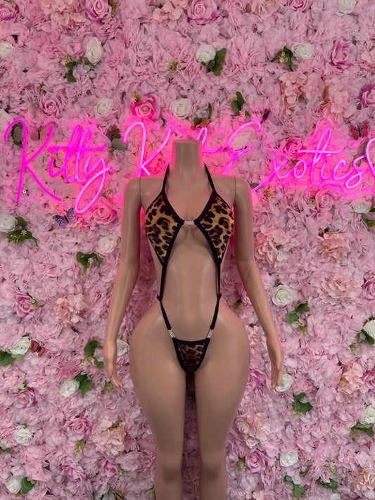 Slingshot Bodysuit Leopard  Sexy Outfit for Parties, Clubwear, or Festivals | Trendy and Eye-Catching Fashion Exotic Dancewear