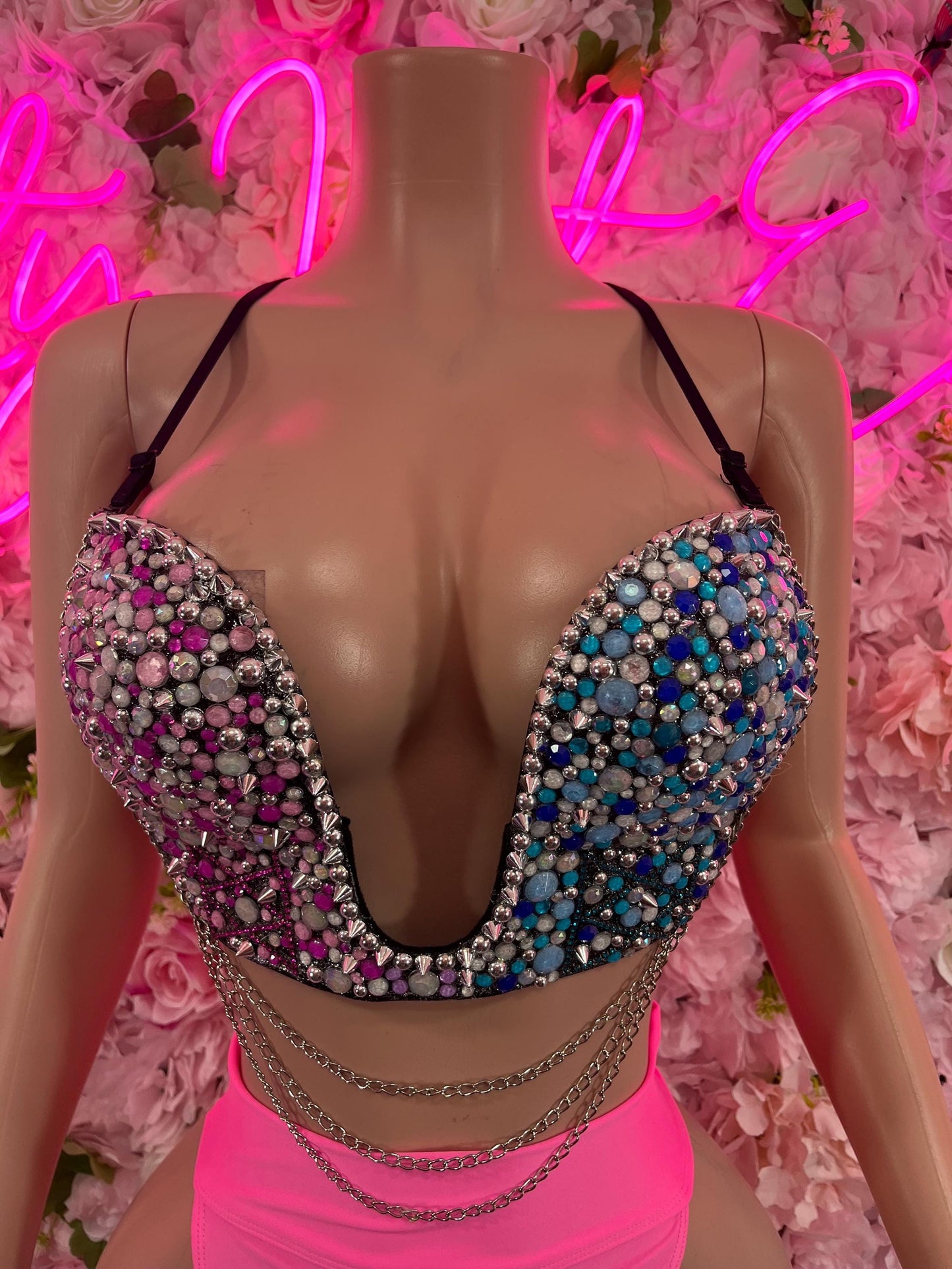 Ravewear Custom Bra “Multicolor Pearls Dancewear Ravewear Top
