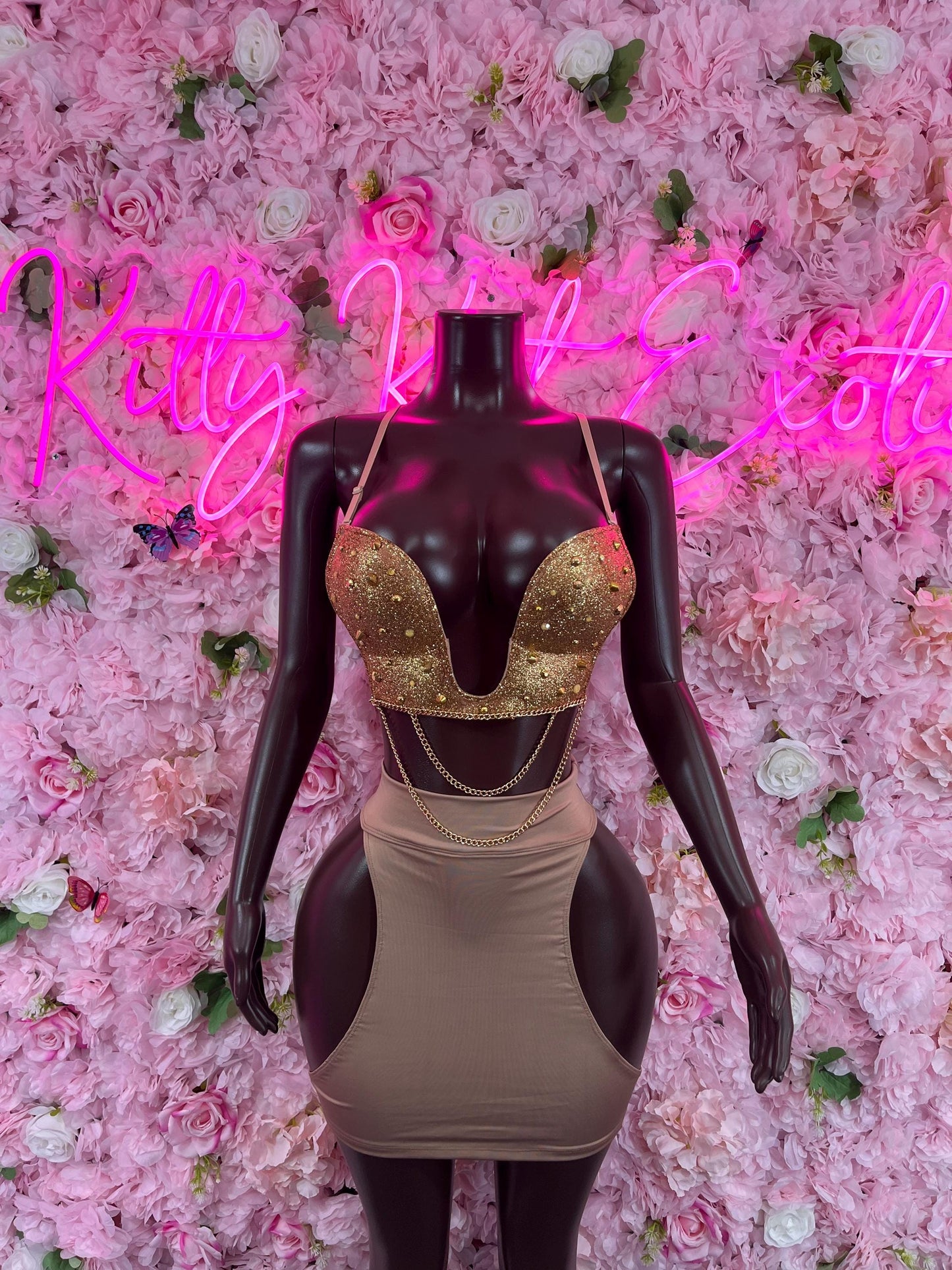 Ravewear Custom Bra “Gold  Spikes Dancewear Ravewear Top
