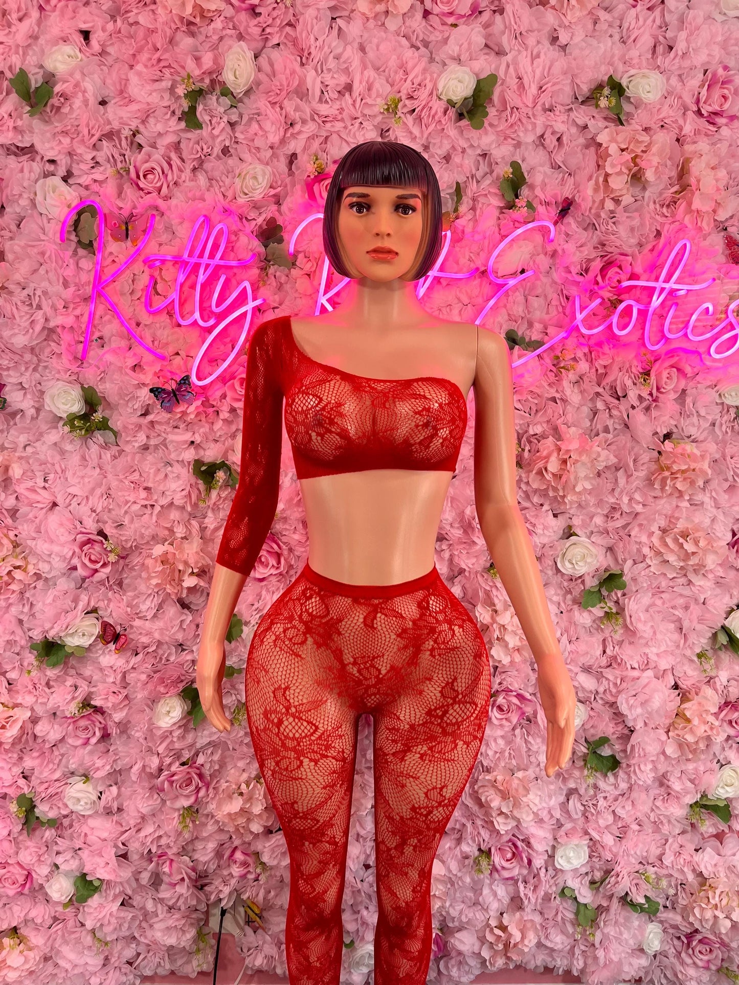 Valentines Day Two Piece Fishnet Red Dancewear