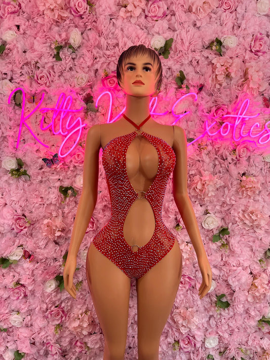 Valentines Day One Piece Fishnet Red Dancewear