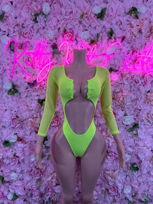 Exotic DancewearOne Piece Green Bodysuit Dancewear Festivalwear