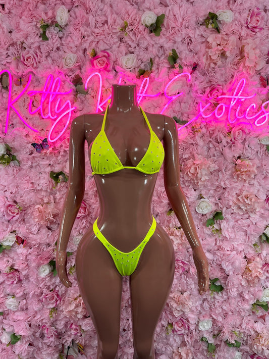 Two Piece Yellow Bikini Dancewear Festival wear