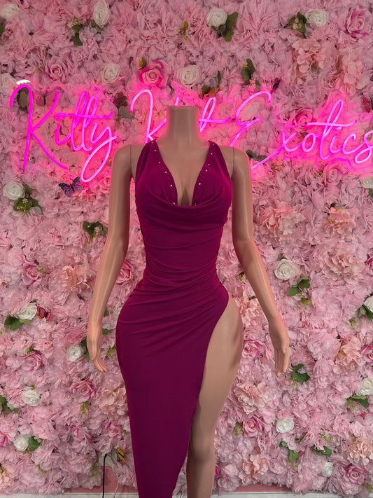 Exotic Dancewear Cranberry Gown Exotic Dancewear   Elegant and Sexy Evening Dress for Performers, Events, or Special Occasions