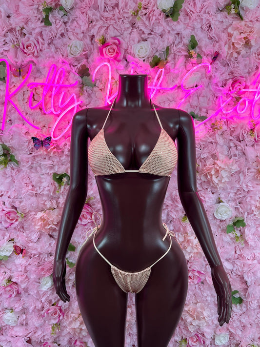 Two Piece Bikini Gold Rhinestone Dancewear Festival wear