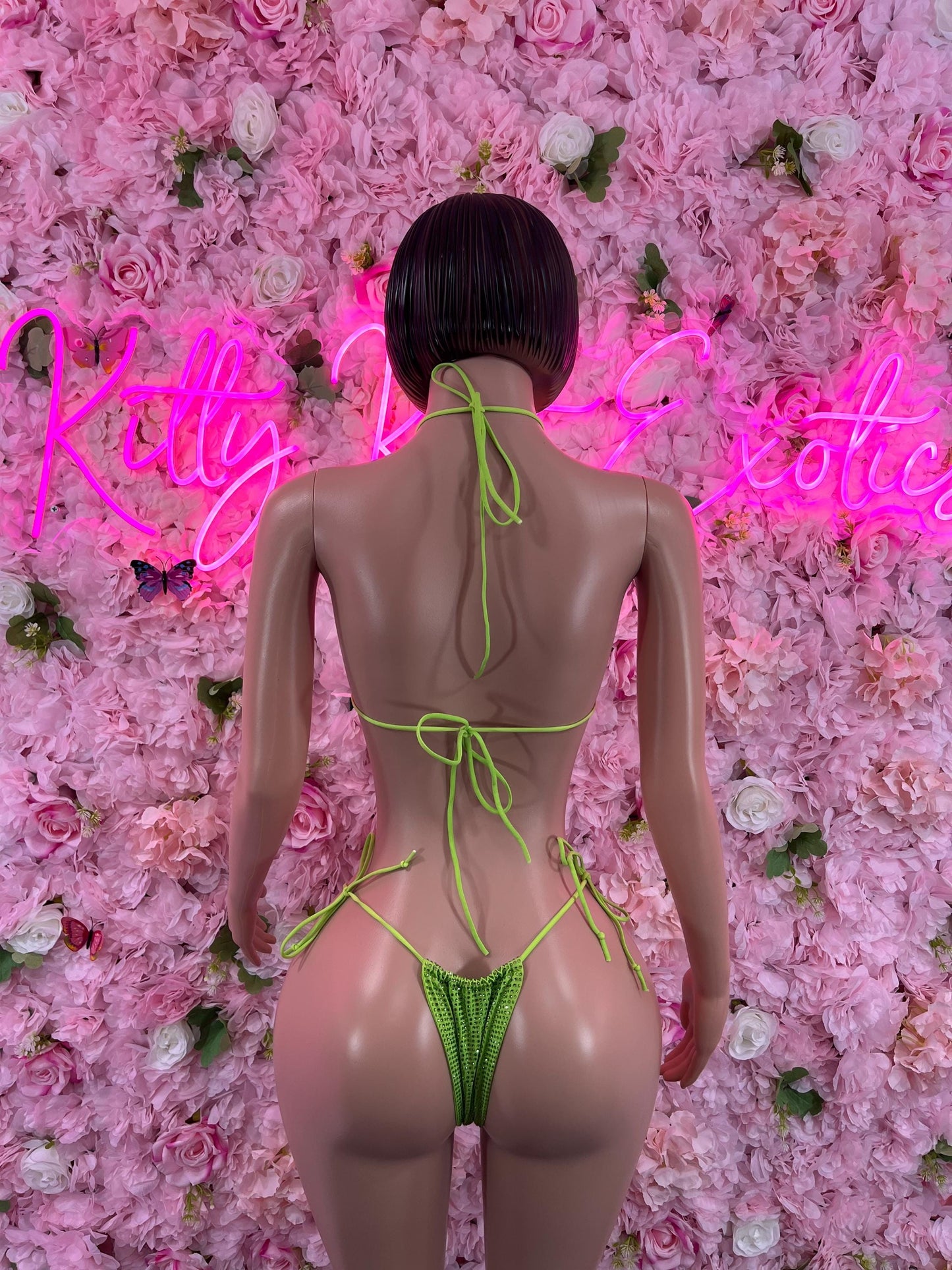 Two Piece Bikini Green Rhinestone Dancewear Festival wear