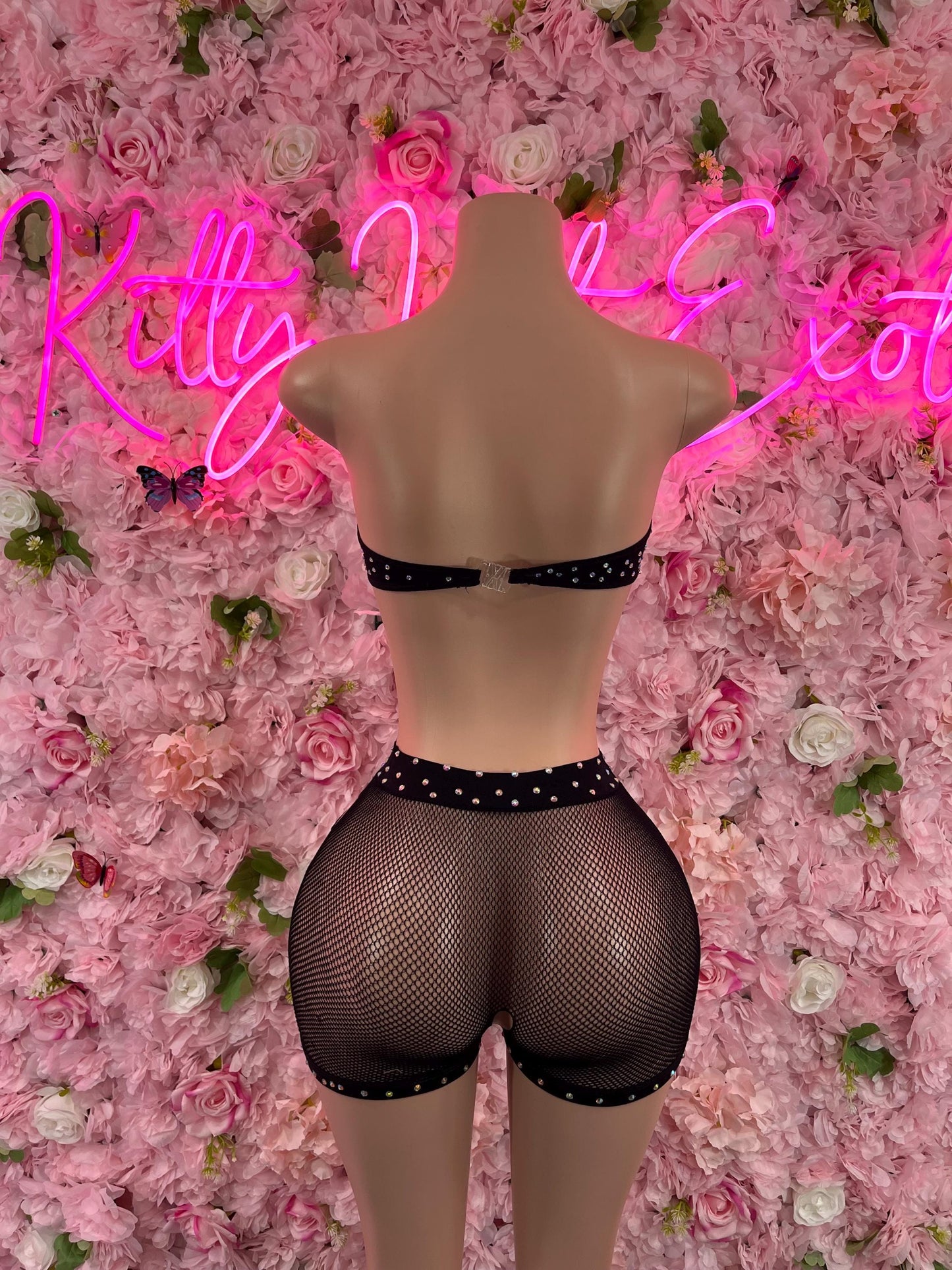 Two Piece Fishnet Black Dancewear Exoticwear Festival wear
