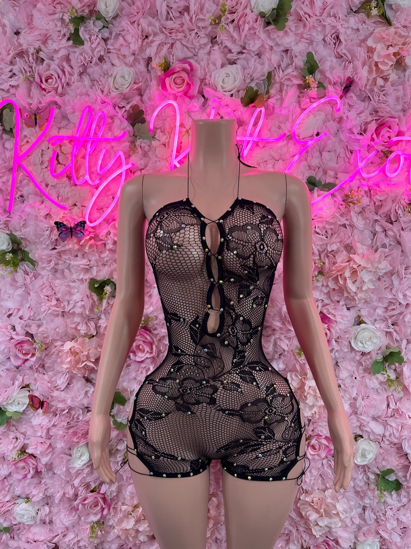 One Piece Fishnet Black Dancewear Exoticwear Festival wear