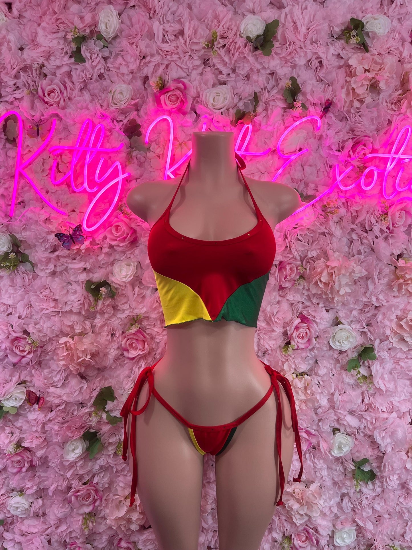 Two Piece Bolivian Flag Bikini Crop Top Festival Wear