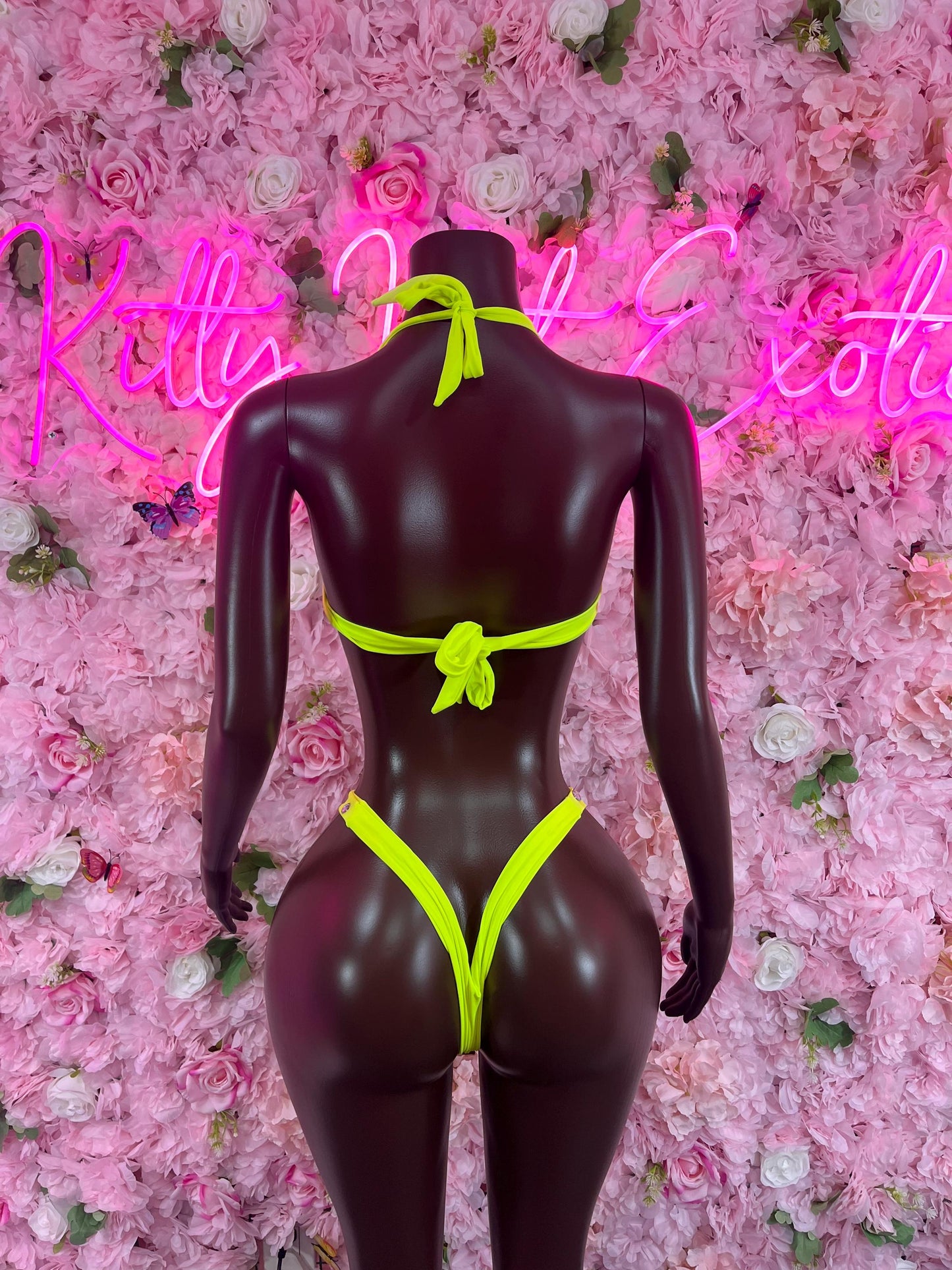 Two Piece Green Rhinestone Bikini  Sexy Outfit for Parties, Clubwear, or Festivals | Trendy and Eye-Catching Fashion Exotic Dancewear