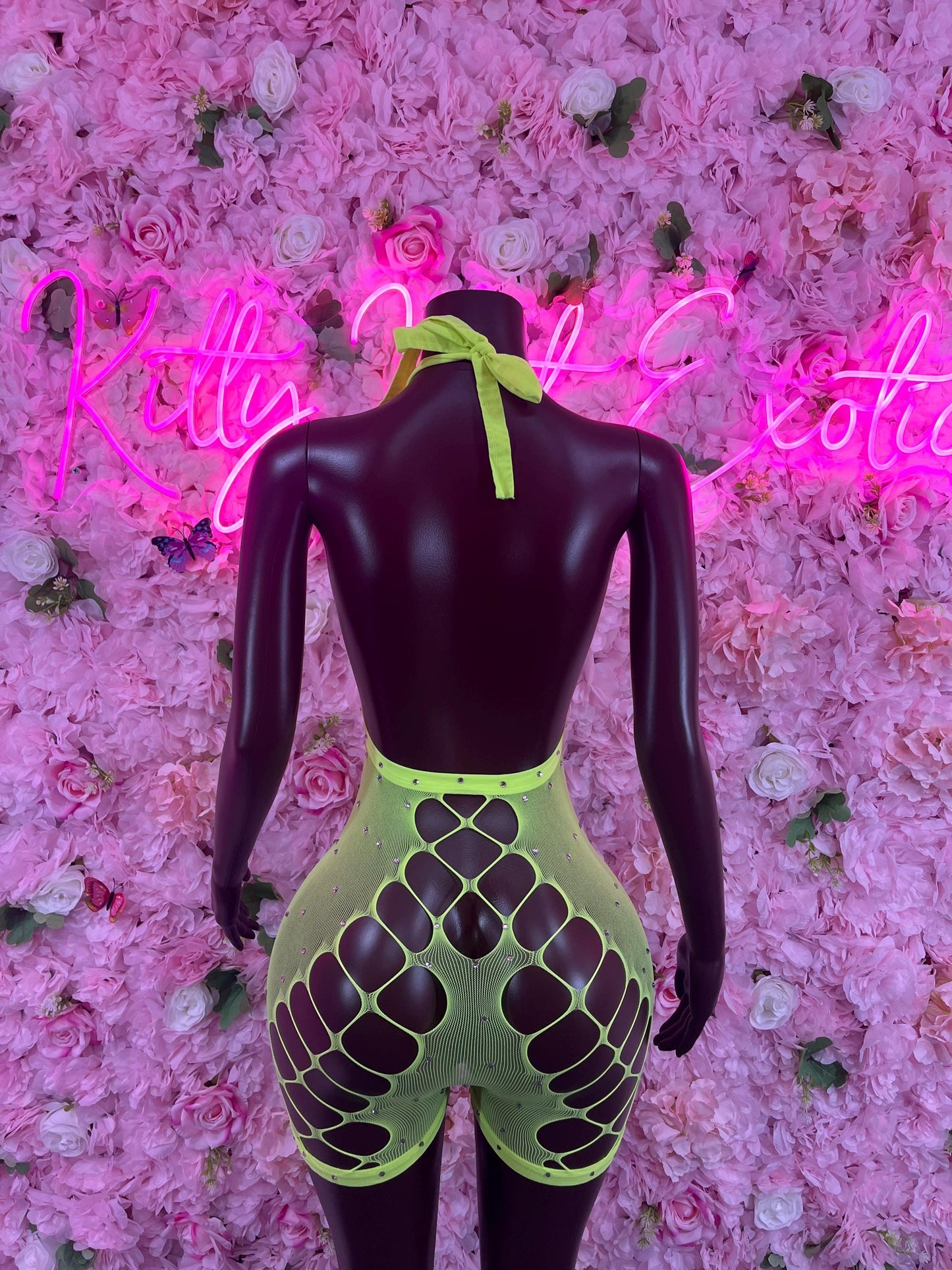 One Piece Fishnet Green Dancewear Exoticwear