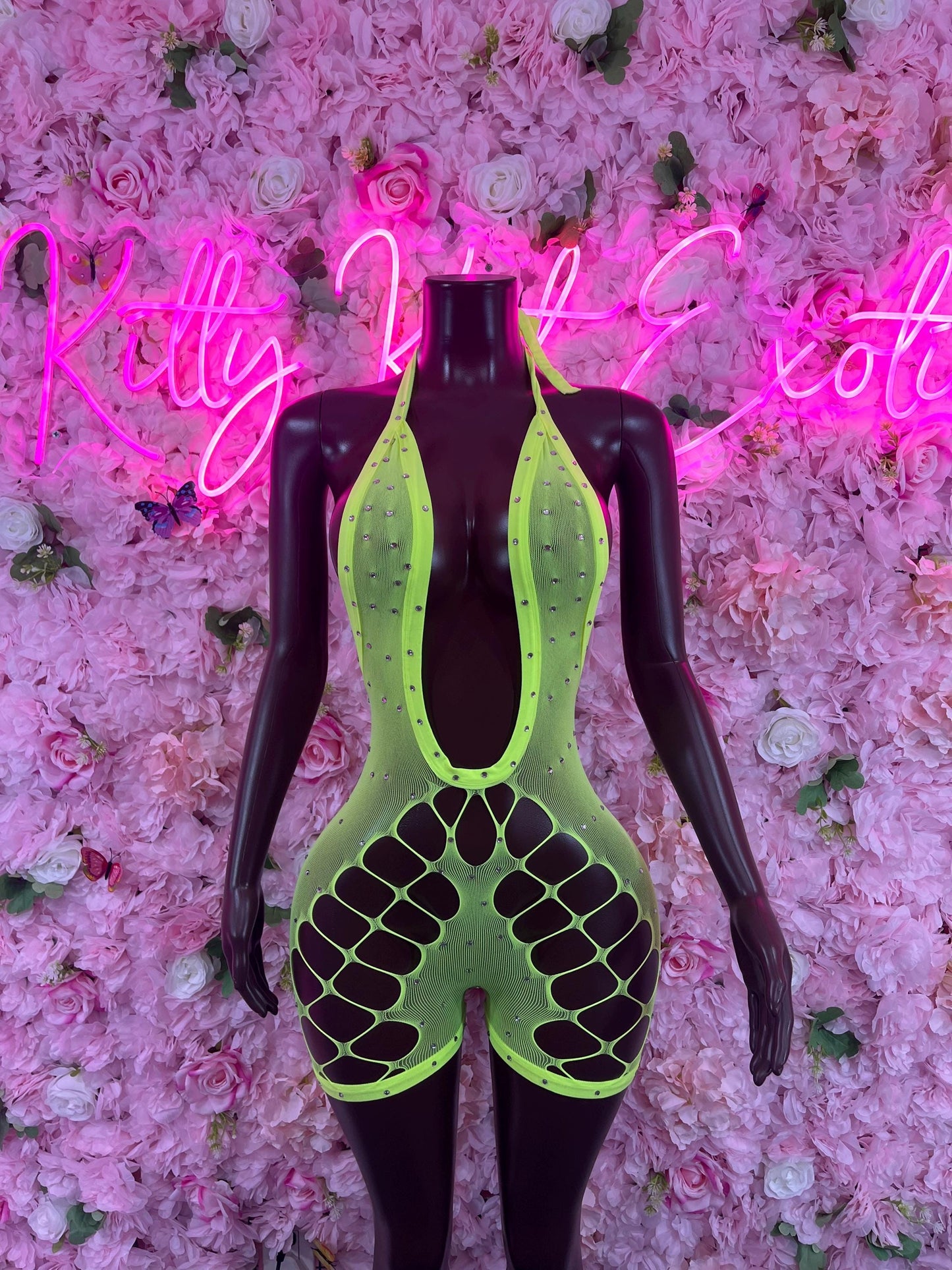 One Piece Fishnet Green Dancewear Exoticwear
