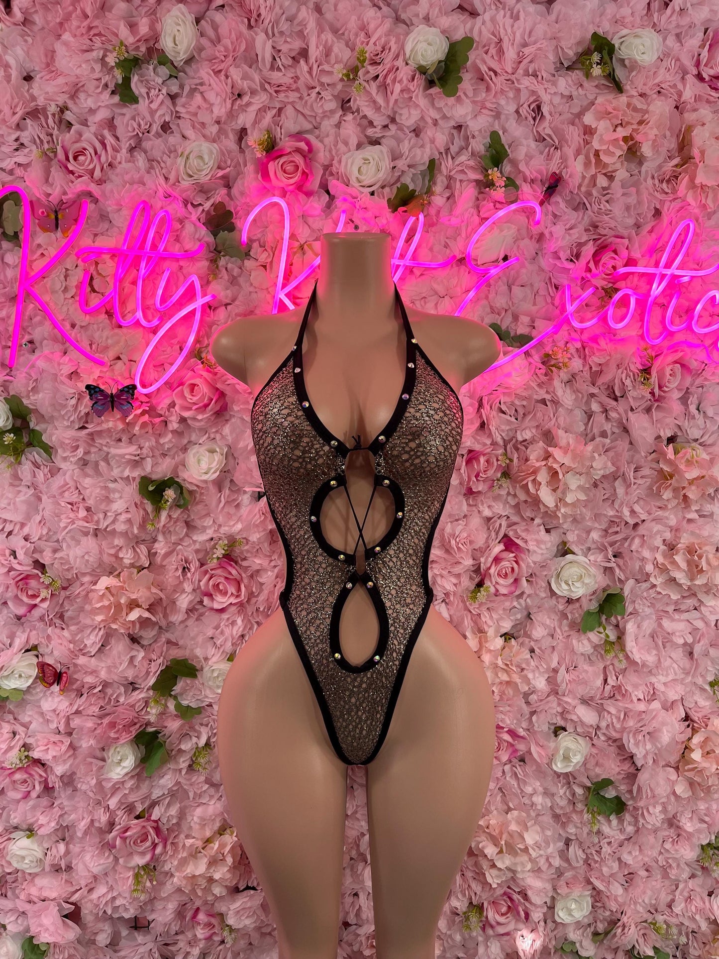 One Piece Bodysuit Fishnet Black Dancewear Exotic Wear Festival Wear