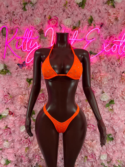 Two Piece Orange  Bikini Dancewear Festivalwear