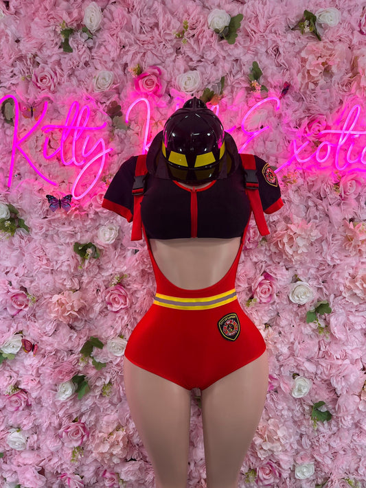 Halloween Costume “Fire Fighter  - All Accessories Shown Included (small/med)