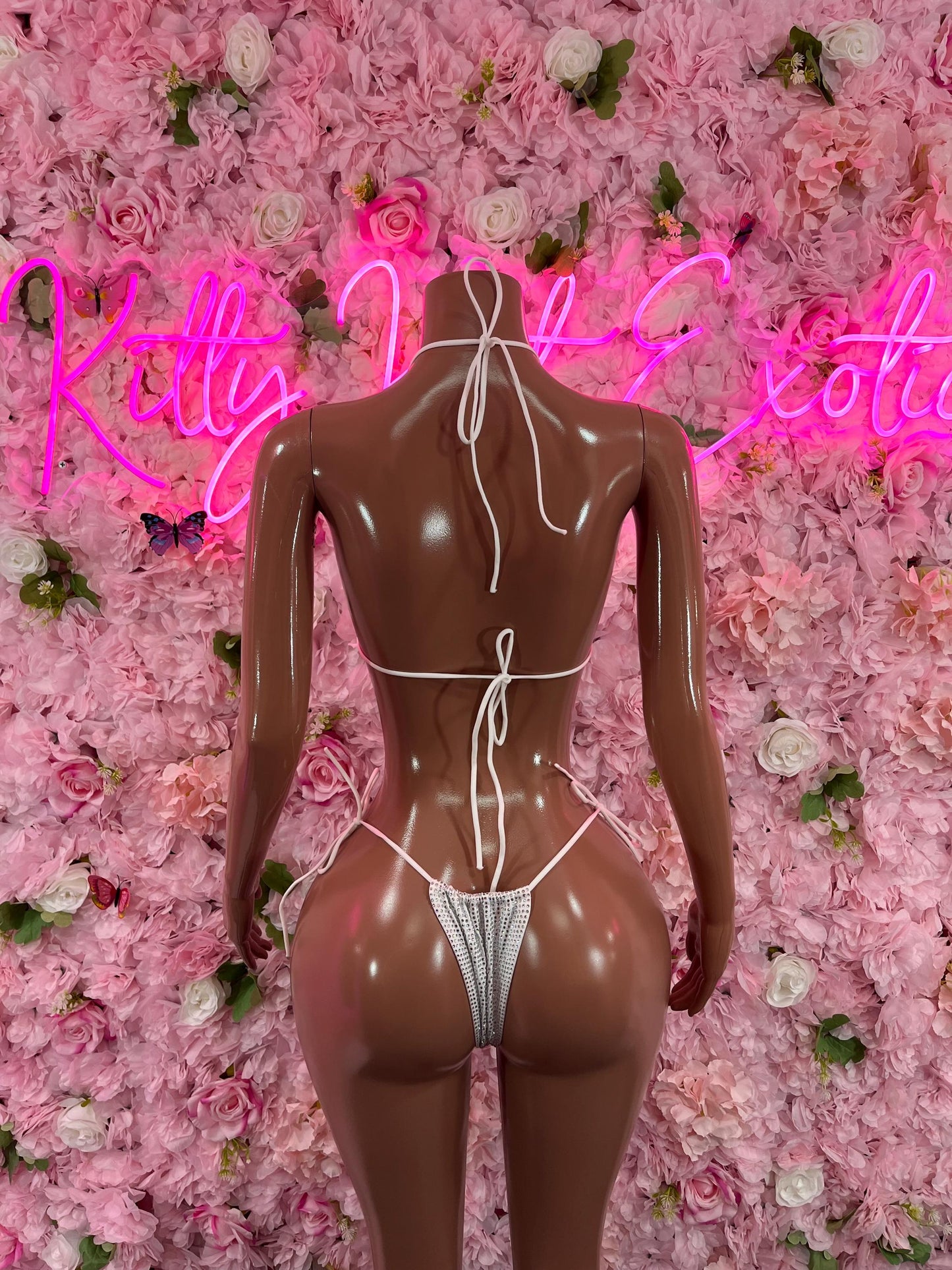 Two Piece Bikini White Rhinestone Dancewear Festival wear