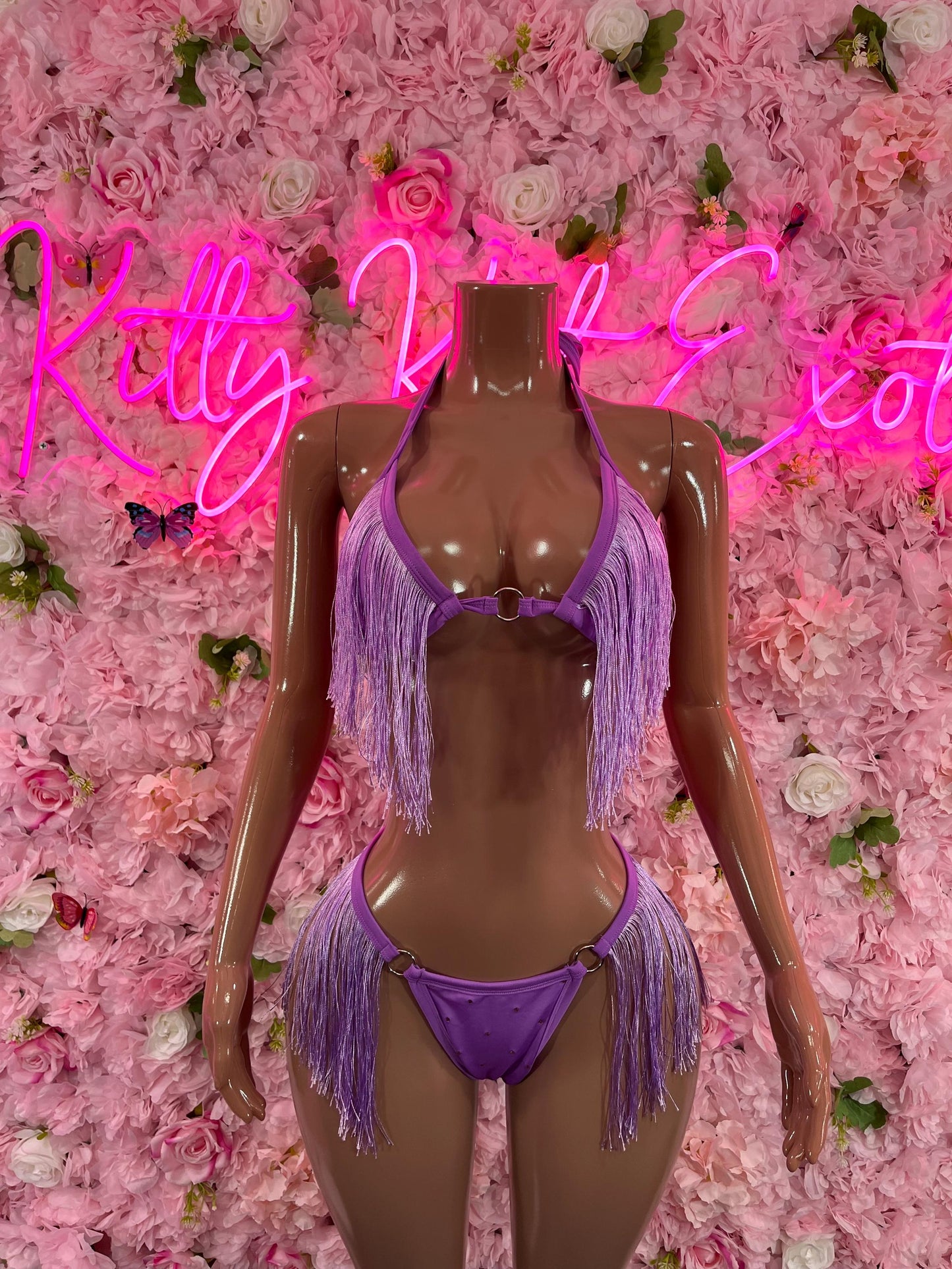 Two Piece Lilac Fringe Dancewear Ravewear Exoticwear