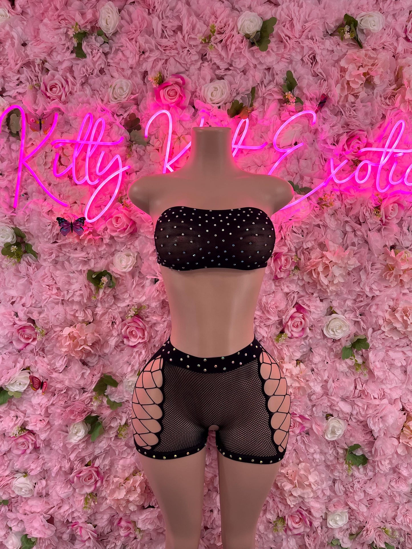Two Piece Fishnet Black Dancewear Exoticwear Festival wear
