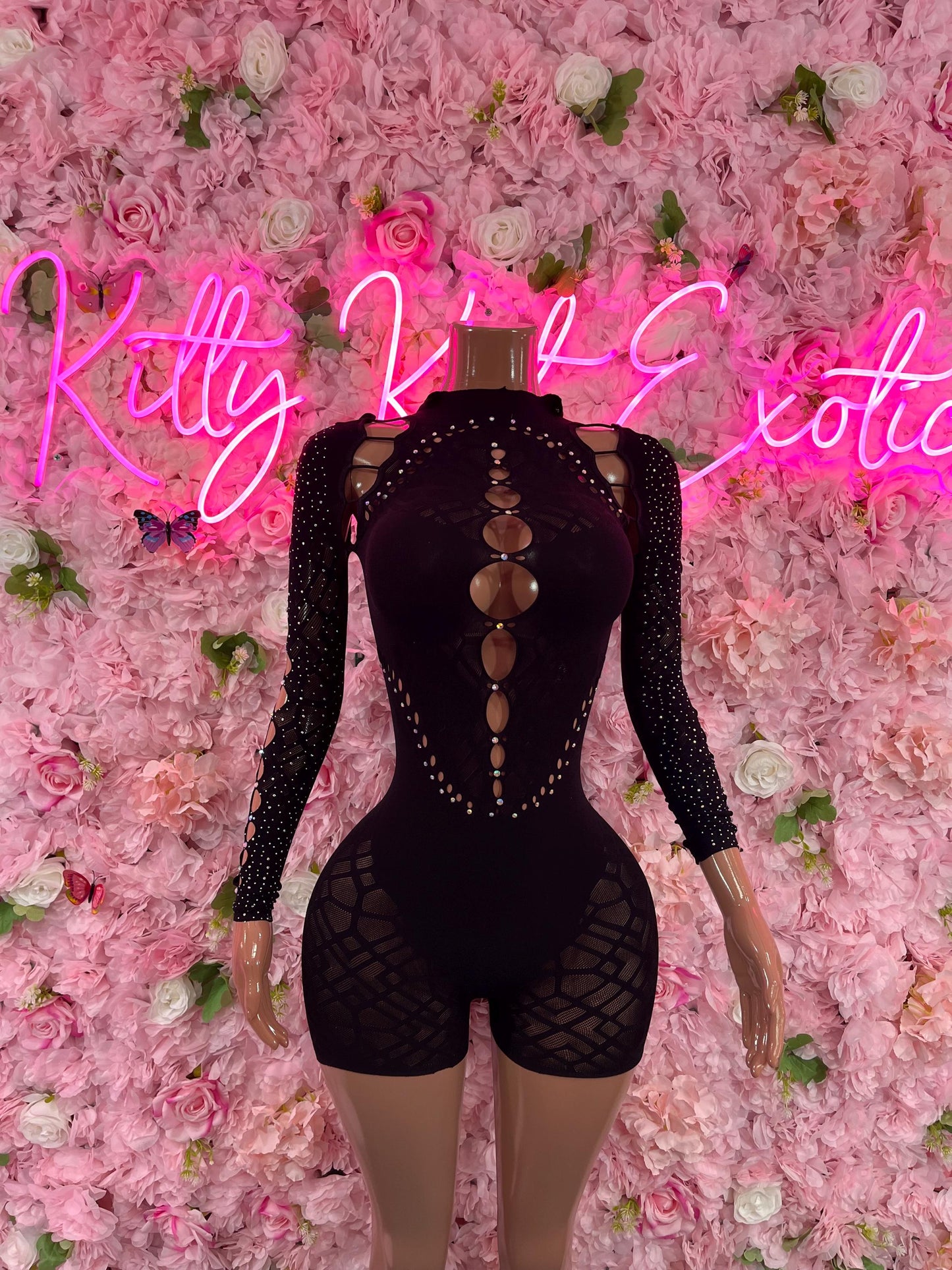 One Piece Fishnet Black Dancewear Exoticwear Festival wear