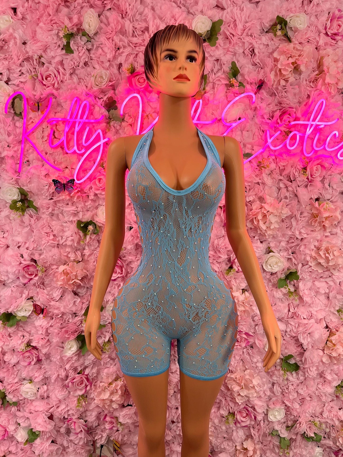 One Piece Fishnet Aqua Dancewear Exoticwear Festival wear