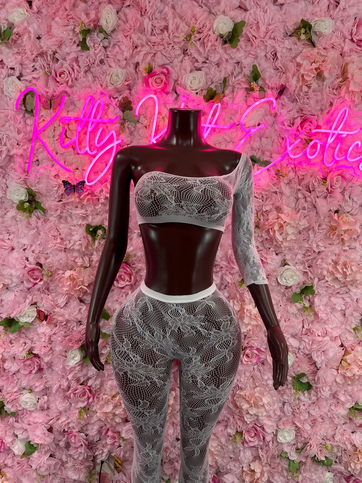 Two Piece Fishnet White Dancewear Exoticwear Festival wear