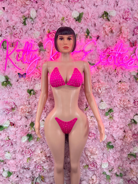 Two Piece Bikini Pink Exotic Dancewear Performance Wear Stripper wear