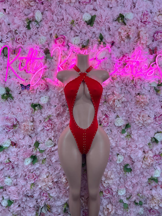 Exotic DancewearOne Piece Bodysuit Red Exotic Dancewear Performance Wear Stripper wear