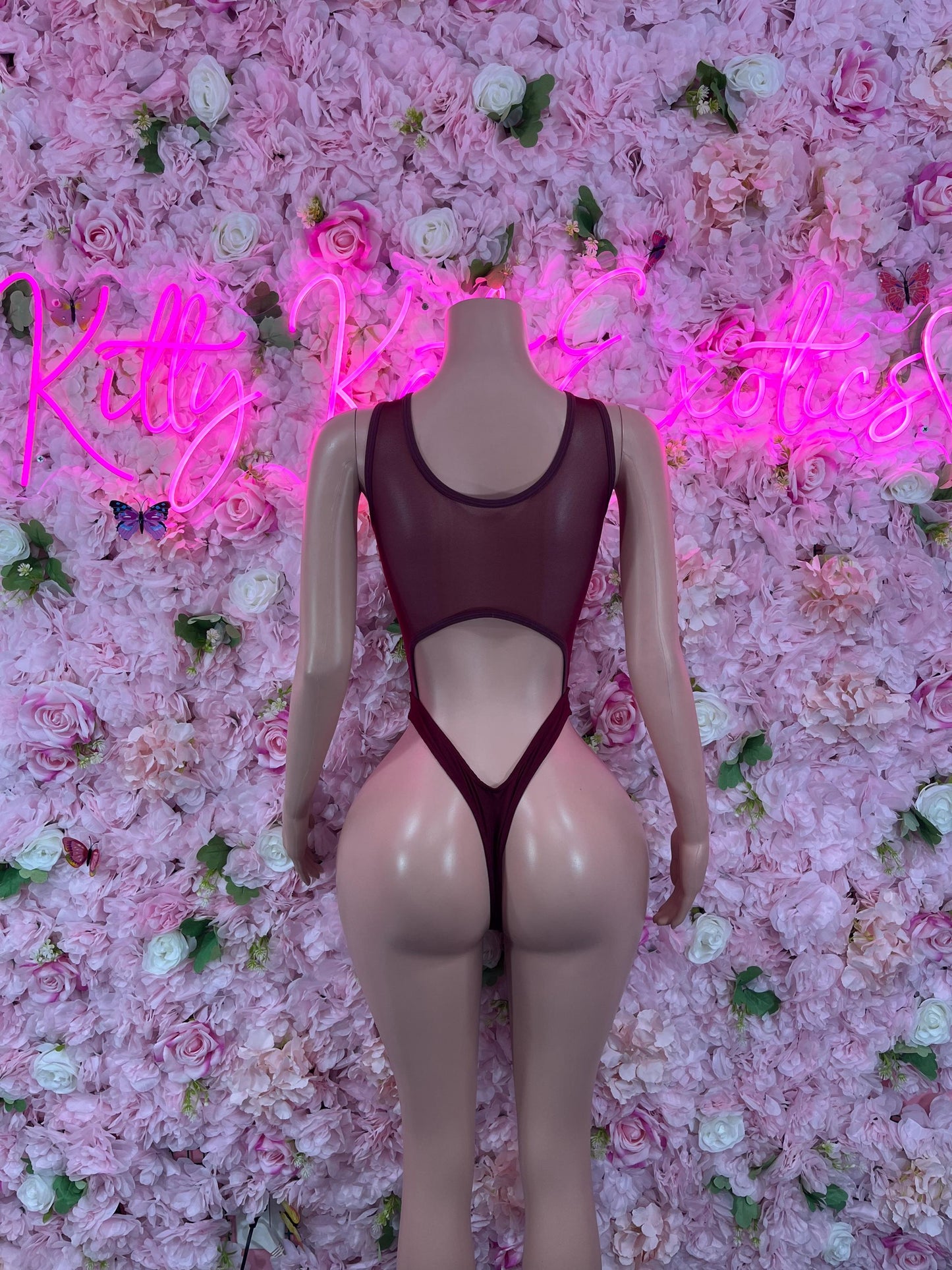 Exotic DancewearOne Piece Bodysuit Burgundy Exotic Dancewear Performance Wear Stripper wear