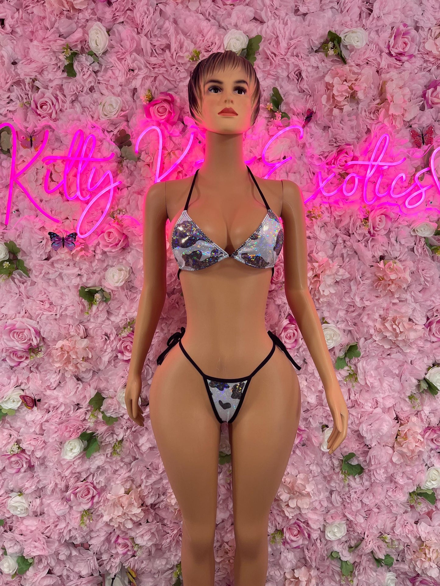 Two Piece Bikini Spotted Metallic  Exotic Dancewear Performance Wear Stripper wear