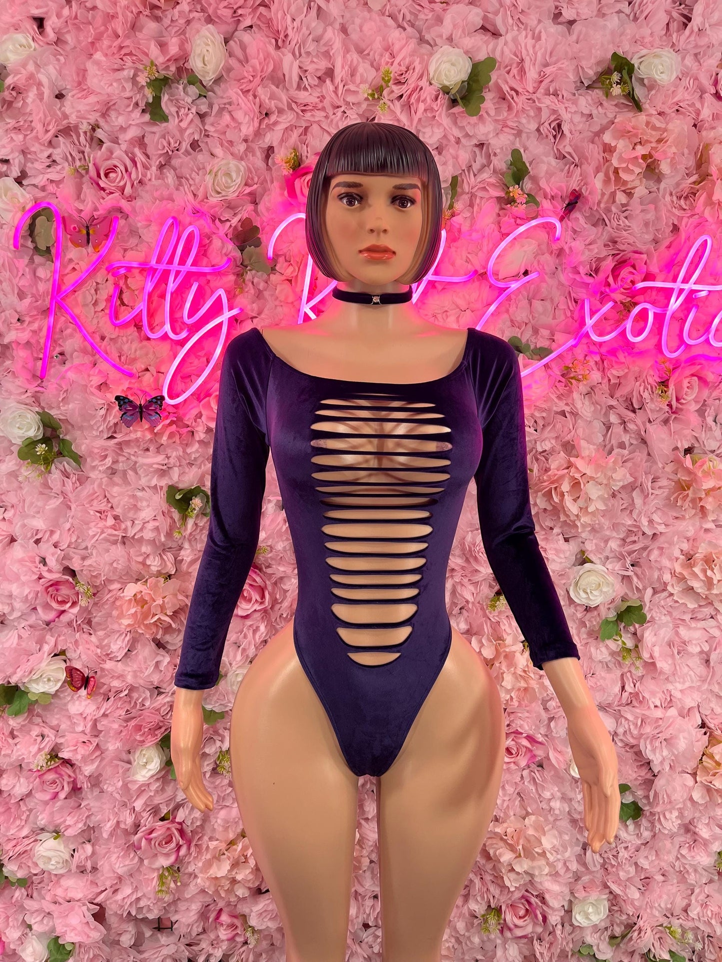 Exotic DancewearOne Piece Purple Bodysuit Bartender Bottlegirl Outfit