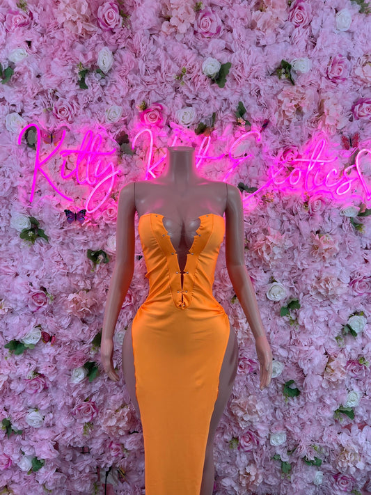 Gown Orange Casual Dress Dinner Dress Performer