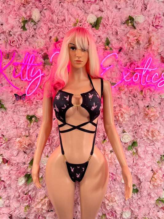 Slingshot One Piece Black Bunny Ravewear Festivalwear